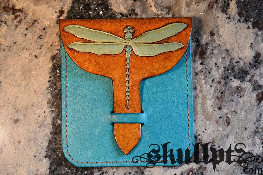 Stained Glass Dragonfly Hand-painted Leather Wallet